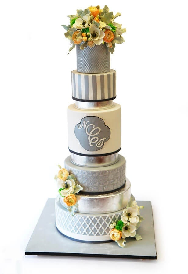 NJ Weddings-Pink Cake Box-Silver Cake