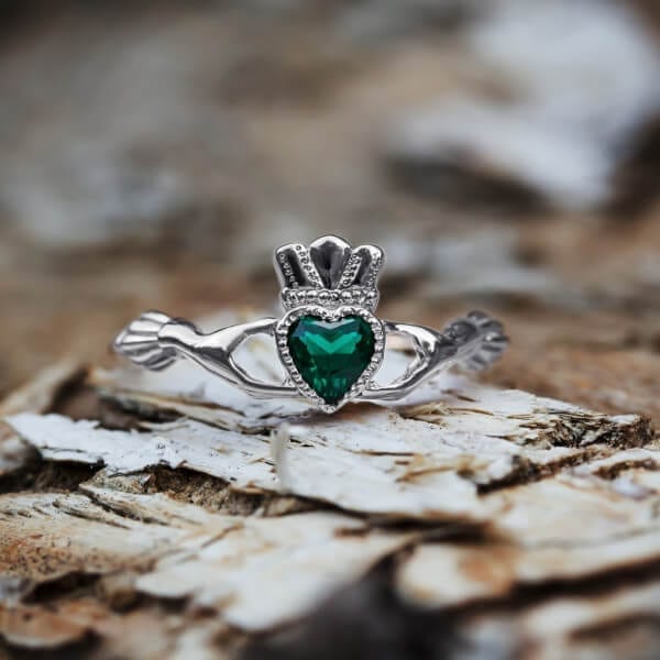 Claddagh ring with emerald
