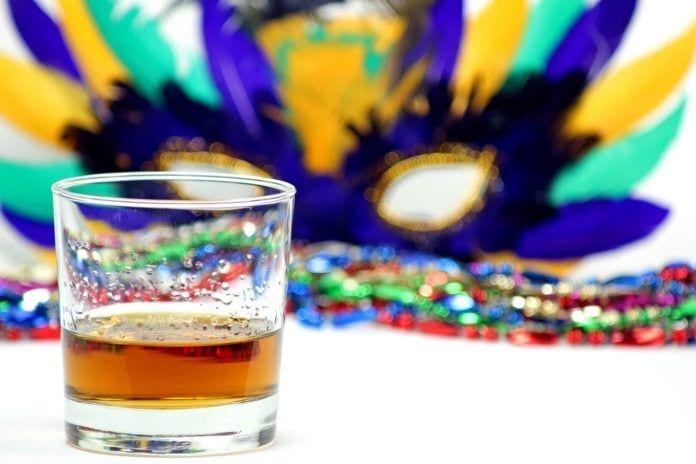 Drink with Mardis Gras Mask