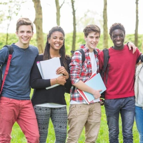 Multiethnic Teenage Students at Park