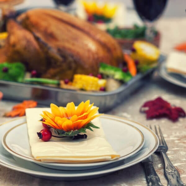 Table set up for celebrating Thanksgiving