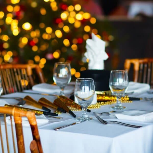 Table setting for Christmas party