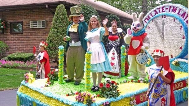 alice in wonderland characters on a float