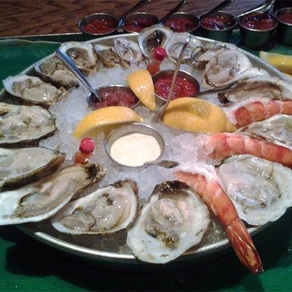 Oyster platter from Fin Raw Bar & Kitchen in Montclair, Seafood Restaurant