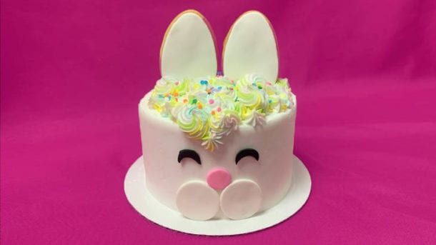 white cake decorated to look like a bunny