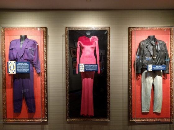 Outfits worn by Frankie Valli, Whitney Houston, and Jon Bon Jovi