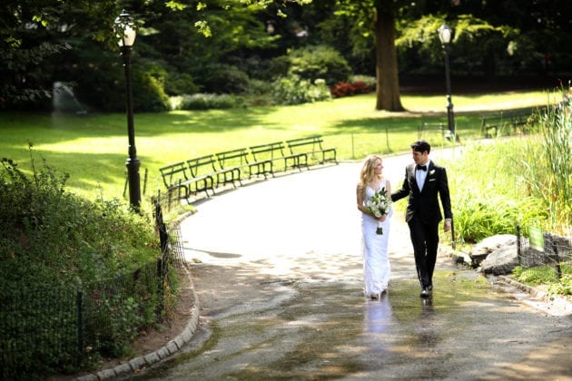 Newlyweds Going for a Walk