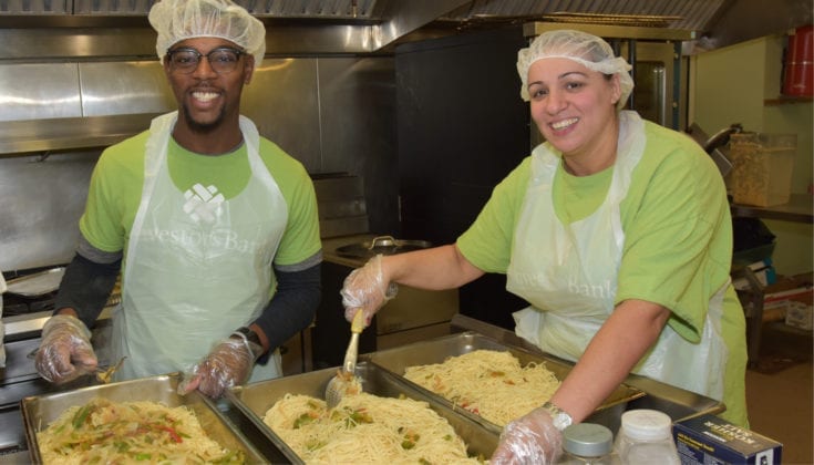 volunteers in soup kitchen