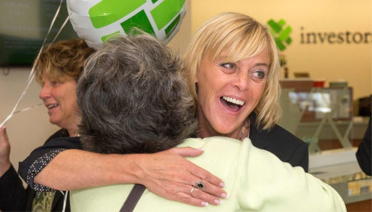 happy customer at bank