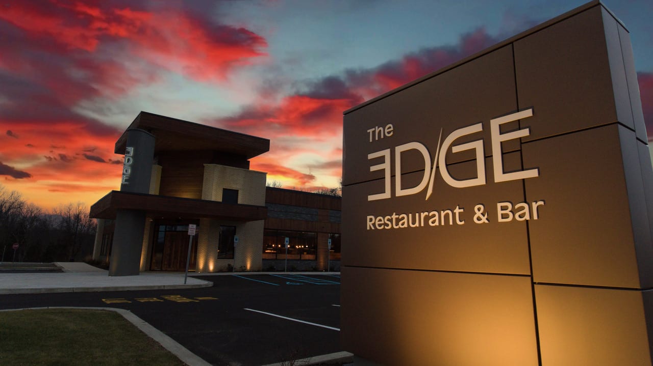 Restaurant Exterior at Sunset