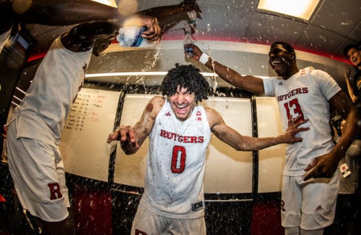Rutgers Basketball Team Celebrates Winning