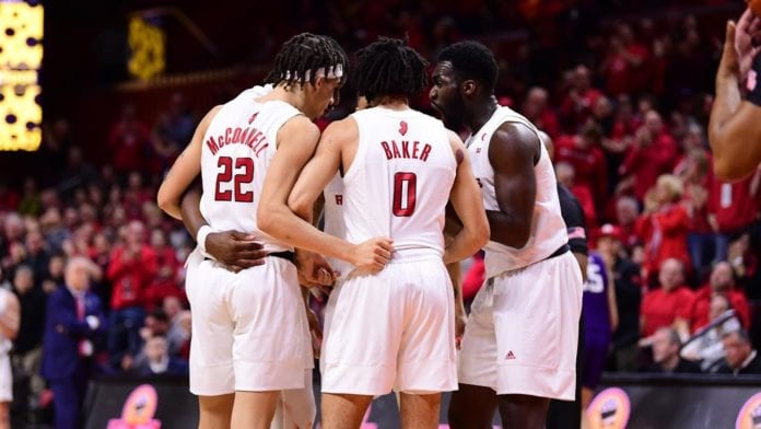 Scarlet Knights Basketball Team Huddle during Play Call