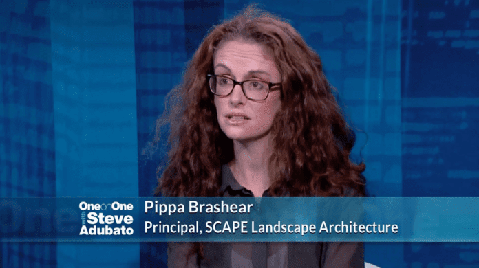 Pippa Brashear of Scape Landscape Architecture speaks to Steve Adubato
