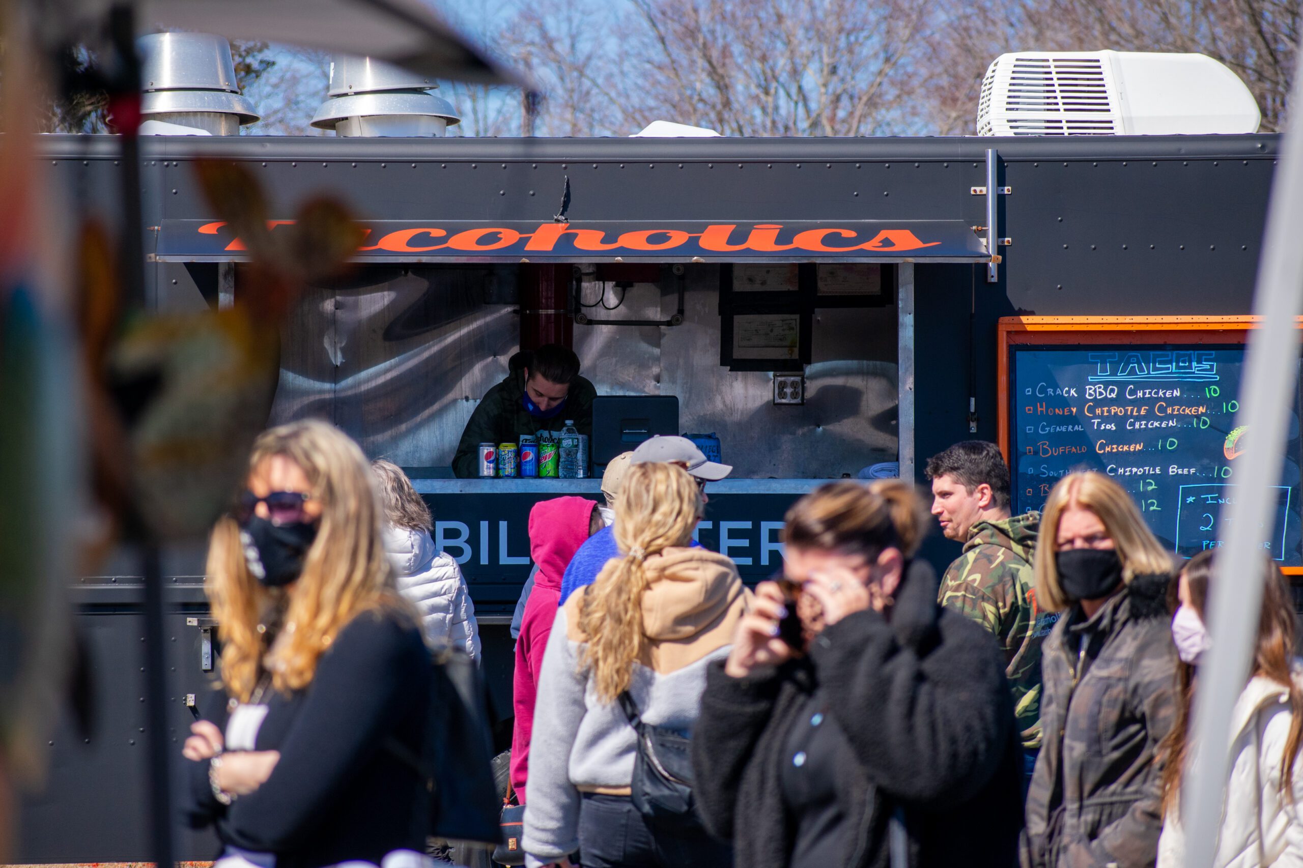 Line for Tacoholics Food Truck