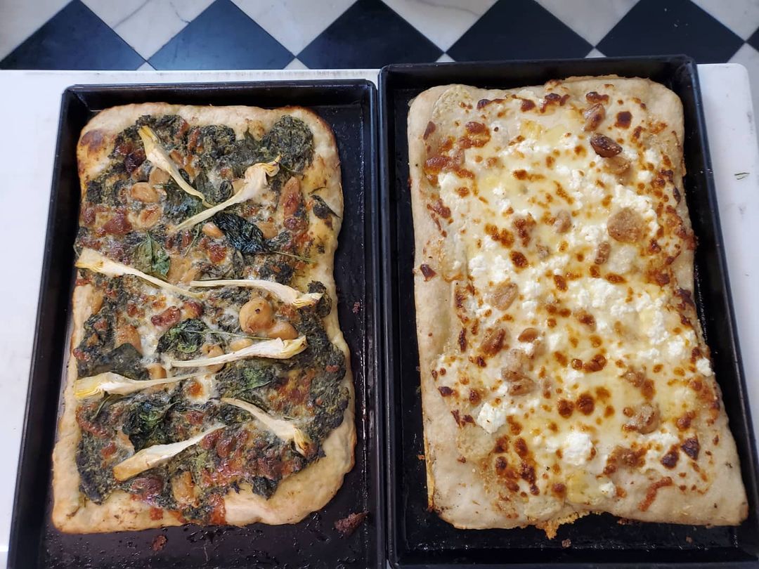 Artichoke Pizza and White Pizza