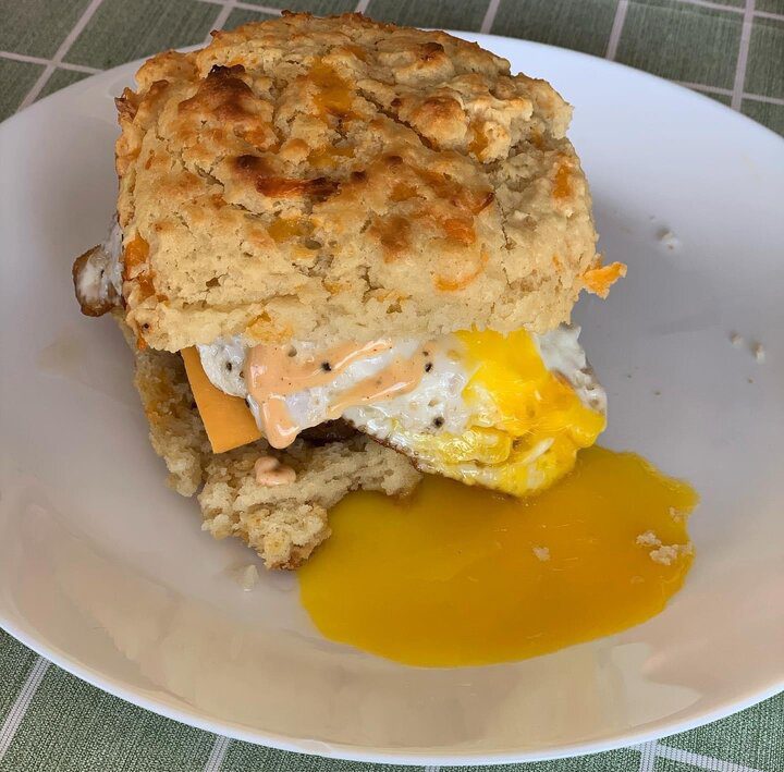 Sausage Egg and Cheese breakfast sandwich