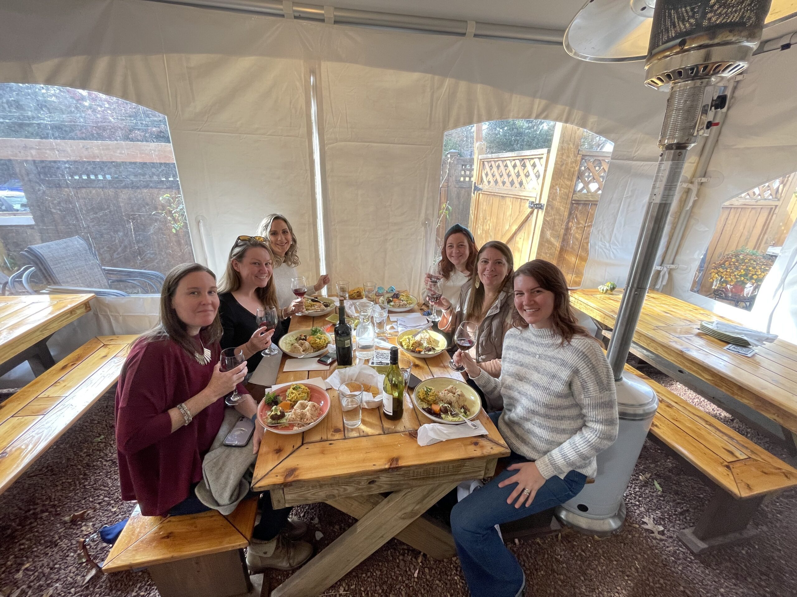 Outdoor Dining inside heated tent