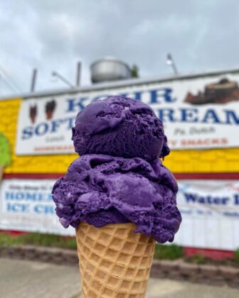 Ube ice cream in Cone