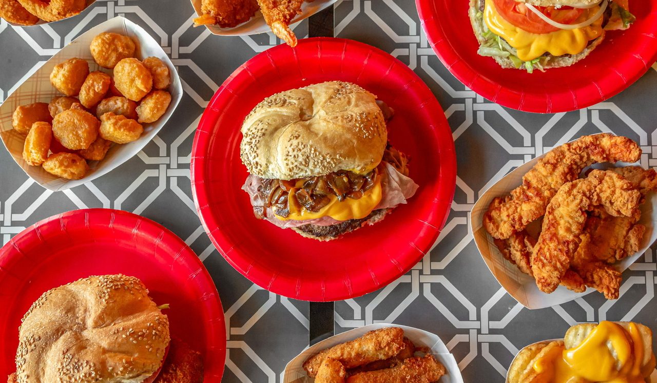Display of Burgers and Sandwiches