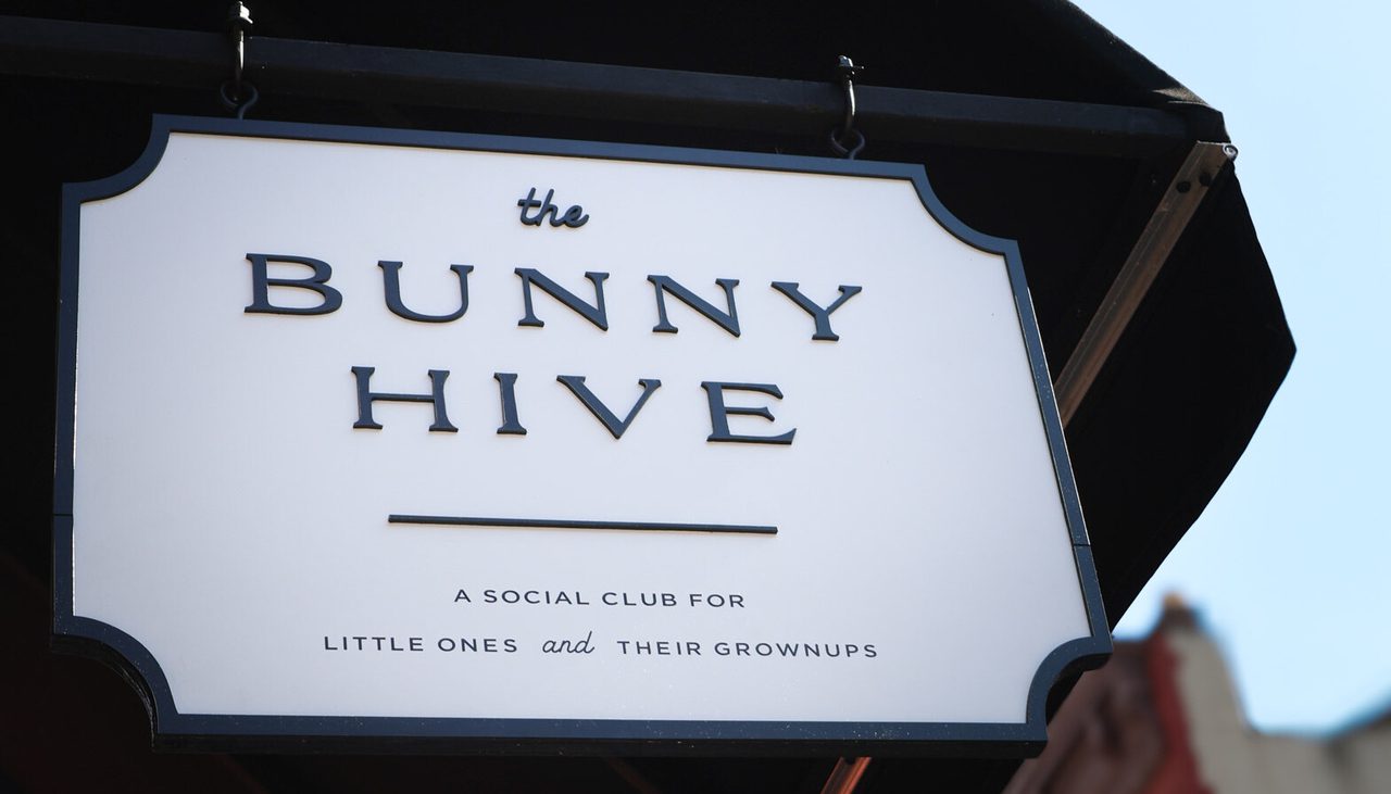 The Bunny Hive Social Club sign