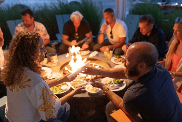 Mud City Crab House Outdoor Dining near firepit