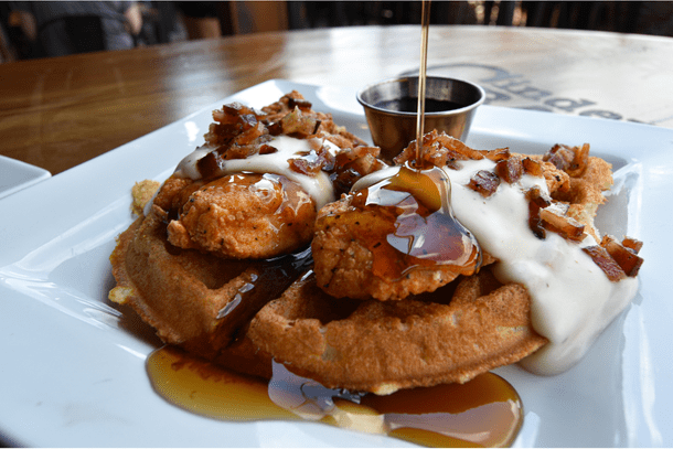 Chicken and Waffles from Cinder Bar