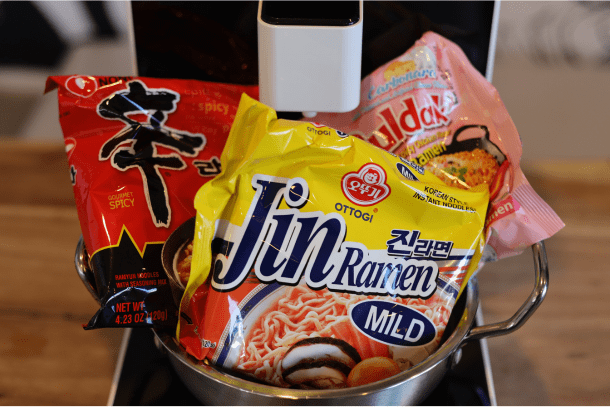 Popular ramen flavors displayed in pasta maker